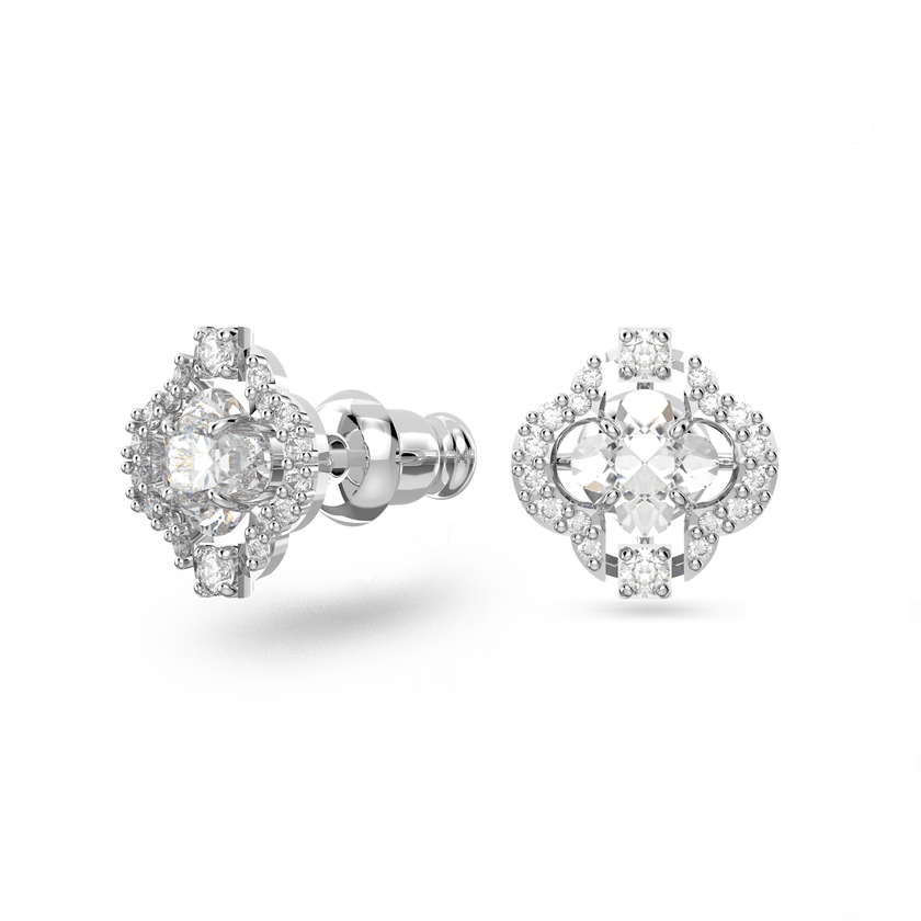 swarovski sparkling dance set  mixed cuts  clover  white  rhodium plated