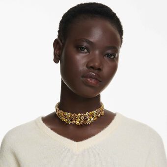swarovski gema choker  mixed cuts  yellow  gold tone plated