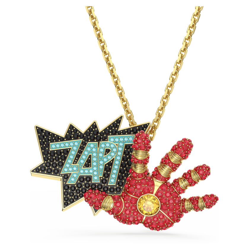 swarovski iron man pendant  multicolored  gold tone plated