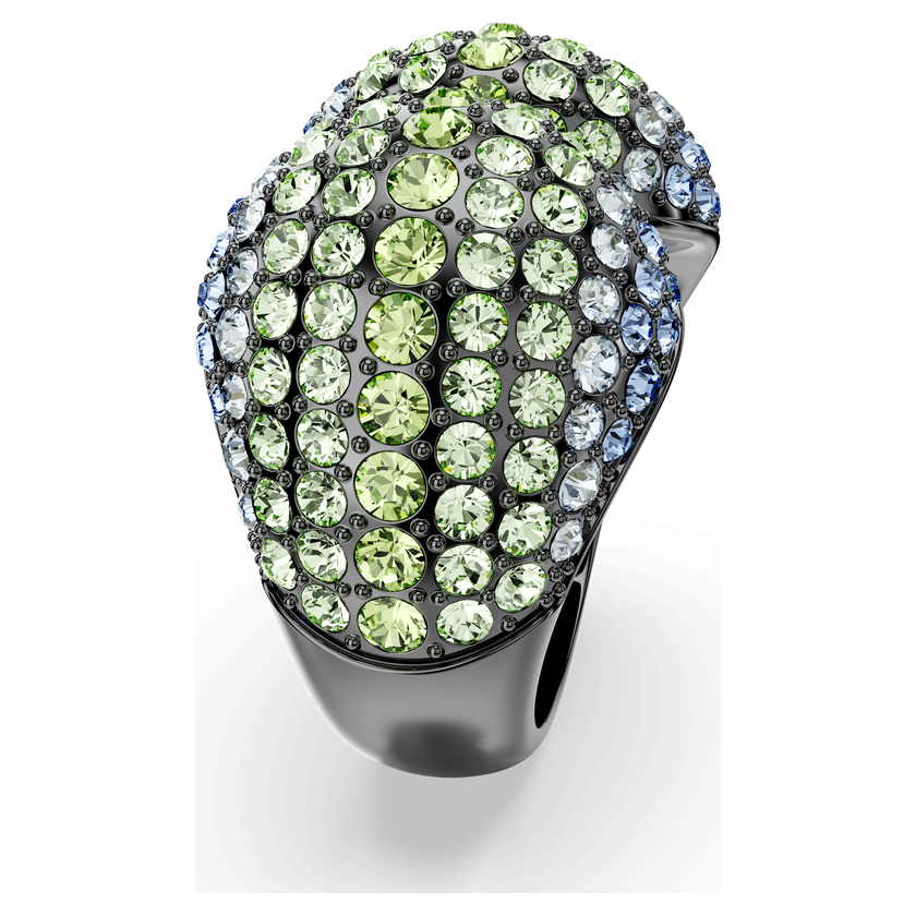 swarovski sublima cocktail ring  round cut  multicolored  ruthenium plated