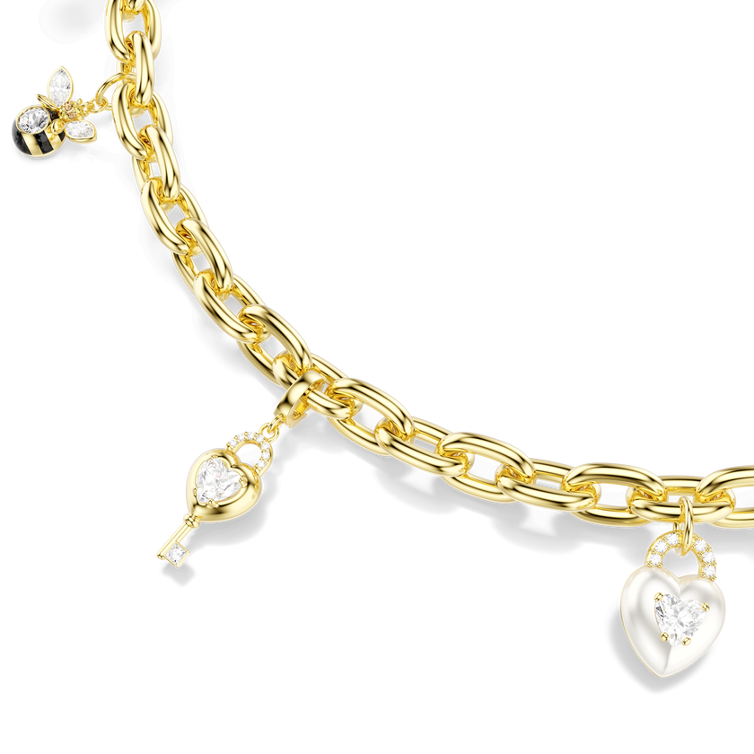 swarovski bag charm  mixed cuts  white  gold tone plated