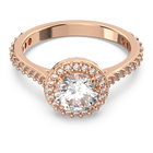 Constella cocktail ring, Round cut, Pavé, White, Rose gold-tone plated