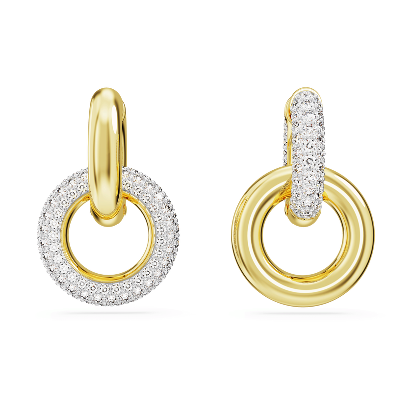 swarovski dextera hoop earrings  interlocking loop  white  gold tone plated