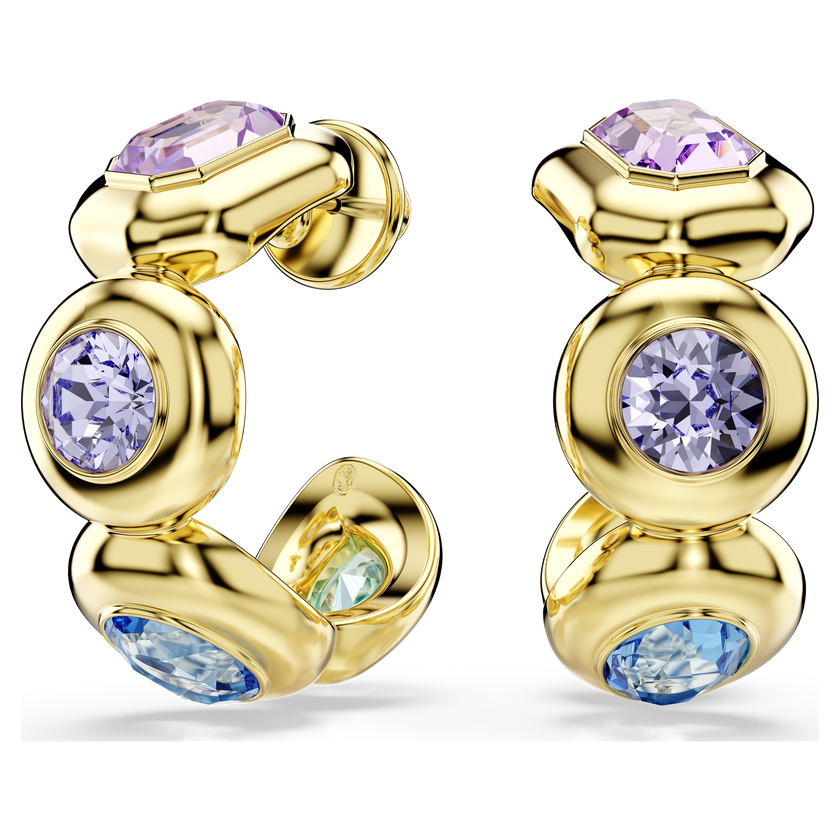 swarovski gema hoop earrings  mixed cuts  multicolored  gold tone plated