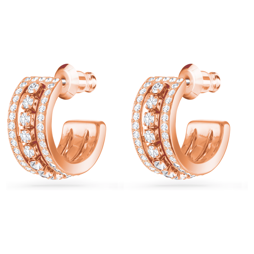 swarovski hyperbola hoop earrings  white  18k rose gold finish