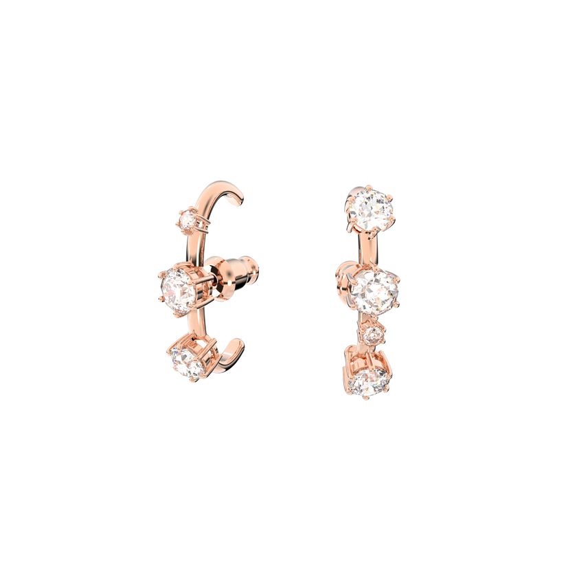 Constella hoop earrings, White, Rose gold-tone plated
