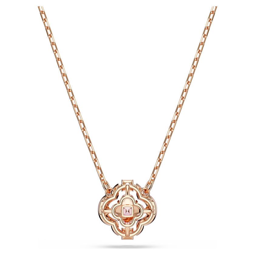 swarovski una necklace  clover  pink  rose gold tone plated