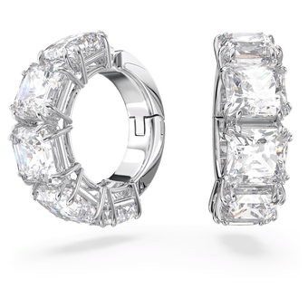 swarovski matrix clip earrings square cut white rhodium plated