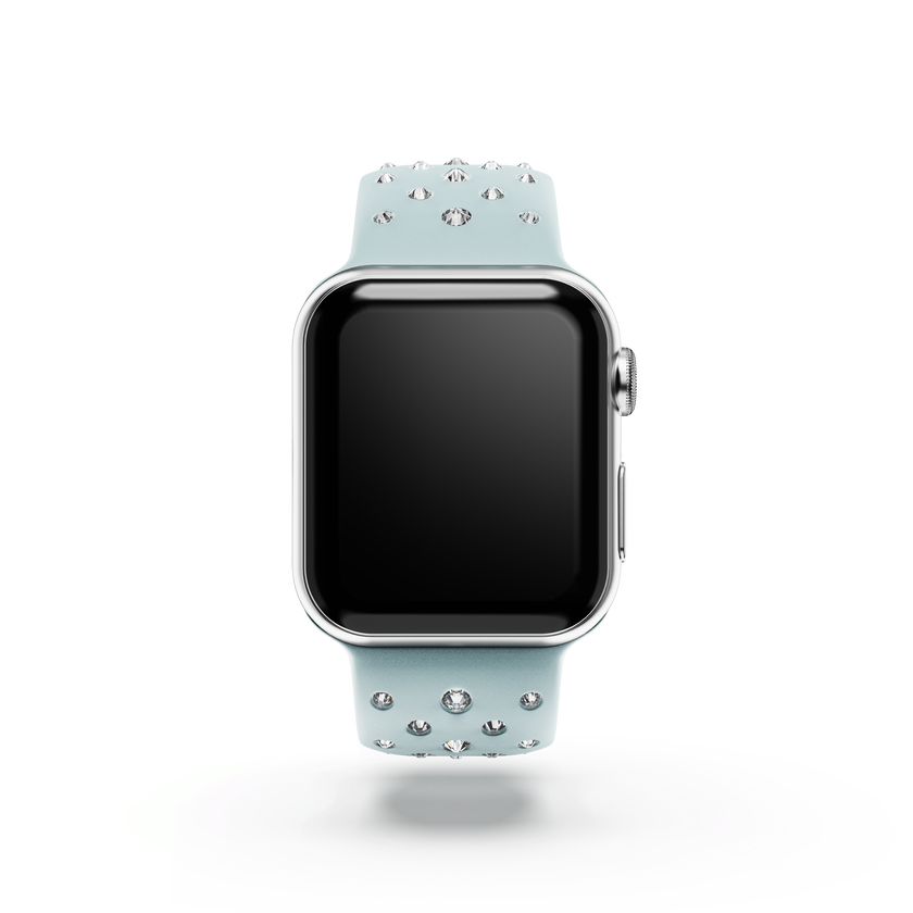 swarovski watch strap  silicone with stitching  green  stainless steel