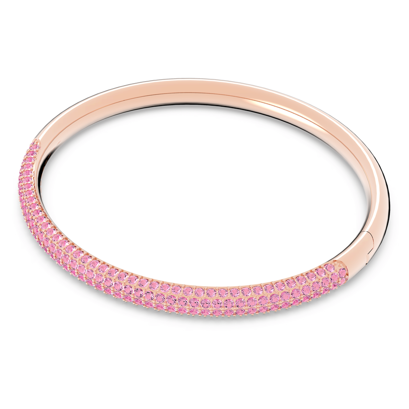 swarovski stone bangle  pink  rose gold tone finish