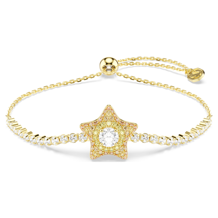 swarovski sublima bracelet  round cut  star  multicolored  18k gold finish
