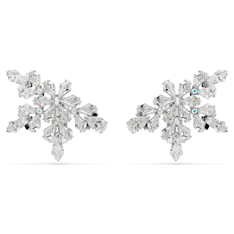 swarovski idyllia clip earrings mixed cuts half snowflake white rhodium plated