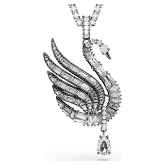 swarovski swan vienna pendant and brooch swan white ruthenium plated