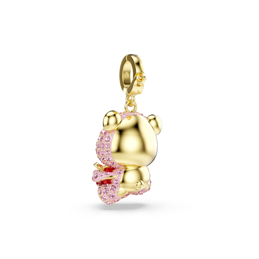 swarovski idyllia charm  mixed cuts  teddy  pink  gold tone plated