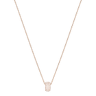 Stone Round Pendant, Pink, Rose Gold Plating