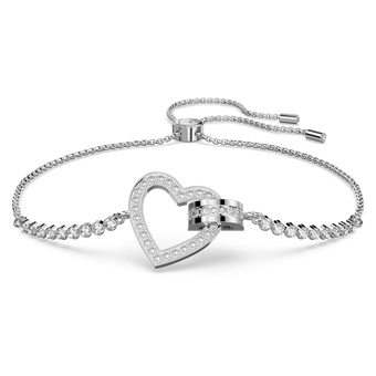 swarovski lovely bracelet  heart  white  rhodium plated