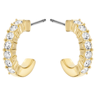 Mini Hoop hoop earrings, White, Gold-tone plated
