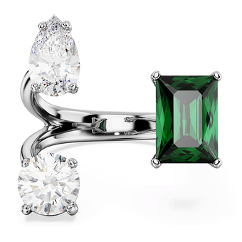 swarovski mesmera open ring  mixed cuts  green  rhodium plated