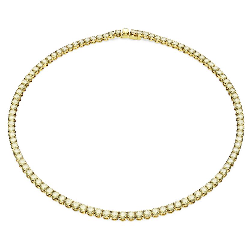Matrix Tennis necklace, Round cut, Yellow, Gold-tone plated