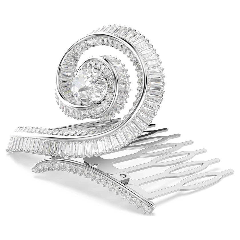 ariana grande x swarovski hair clip  crystal pearl  baguette cut  white  rhodium plated