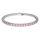 swarovski matrix tennis bracelet round cut pink rhodium plated