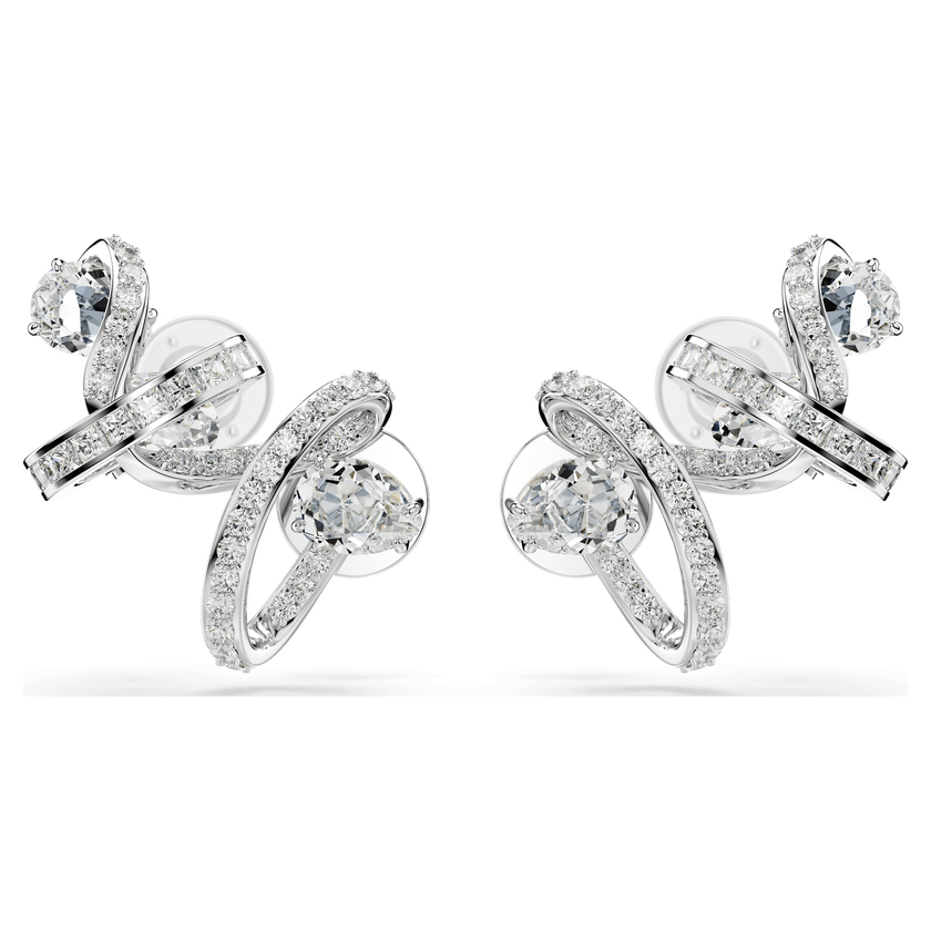 swarovski hyperbola ear cuff  mixed cuts  white  rhodium plated