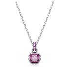 swarovski birthstone pendant square cut february purple rhodium plated