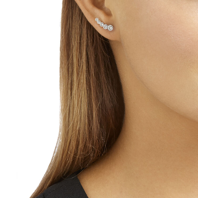 swarovski harley ear cuffs  round cut  white  rhodium plated