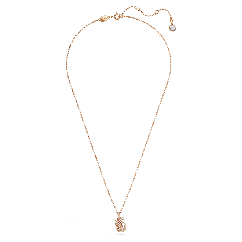 swarovski swan pendant  swan  small  white  rose gold tone plated