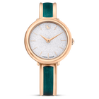 swarovski crystalline bangle watch swiss made metal bracelet green rose gold tone finish