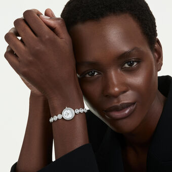 swarovski una angelic watch  crystal bracelet  silver tone  stainless steel