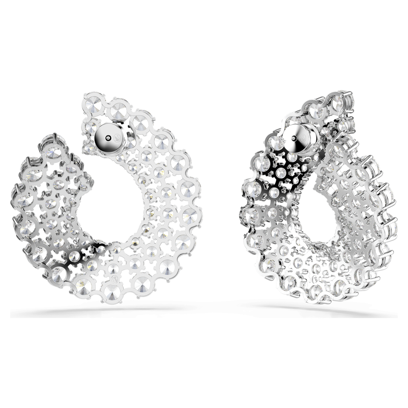 swarovski matrix hoop earrings  mixed round cuts  white  rhodium plated