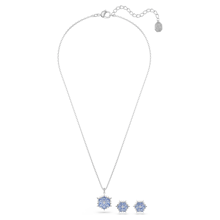 swarovski magic set  snowflake  blue  rhodium plated