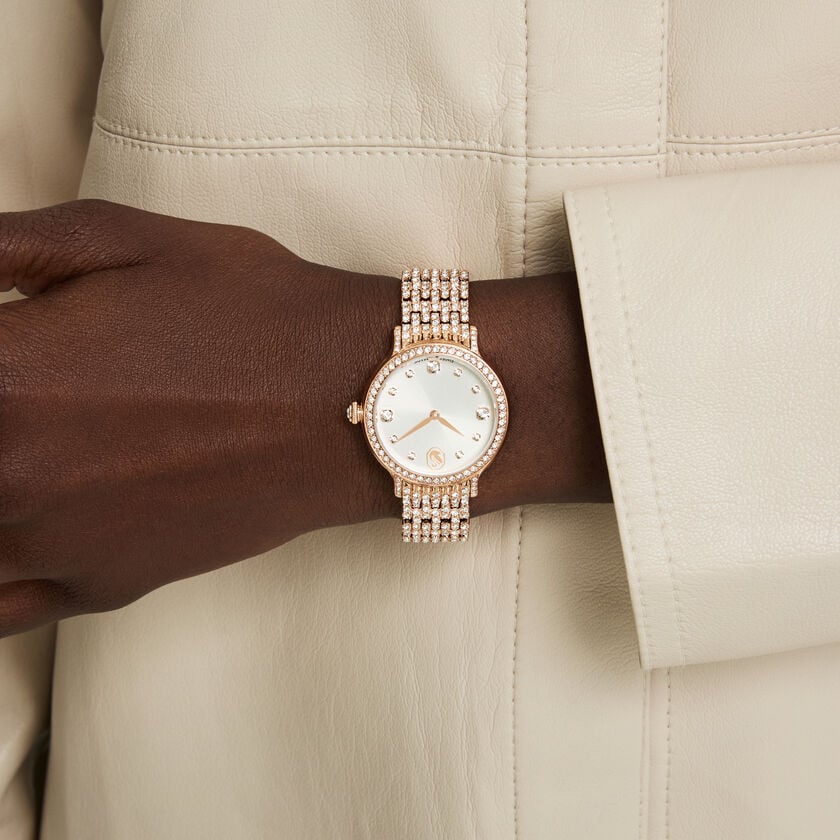 swarovski imber watch  swiss made  metal bracelet  rose gold tone  rose gold tone finish