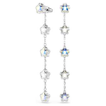 swarovski chroma earrings  mixed cuts  star  white  rhodium plated
