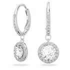 Attract Light Pierced Earrings, White, Rhodium Plating