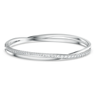 swarovski hyperbola bangle  round cut  white  rhodium plated