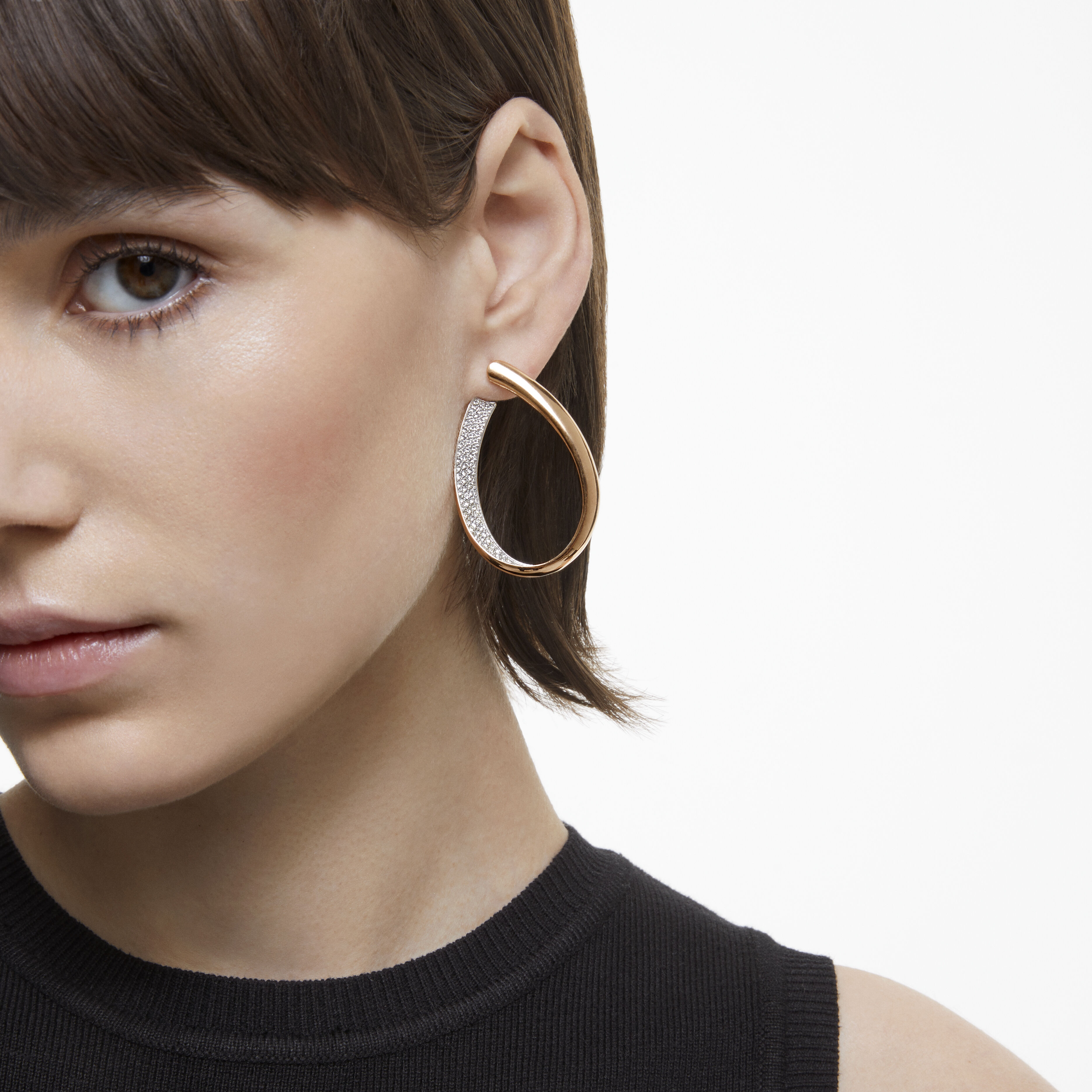 Gold hoop earrings swarovski cheap