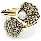 swarovski idyllia open ring  crystal pearl  shell  white  gold tone plated