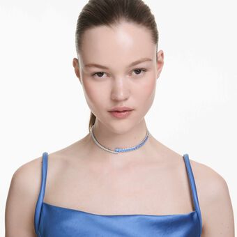 swarovski matrix choker  mixed cuts  blue  rhodium plated