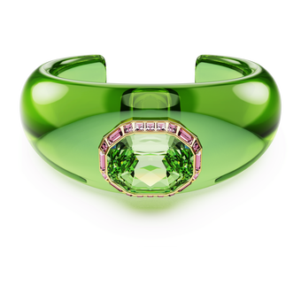 swarovski dulcis cuff octagon cut pav green gold tone plated