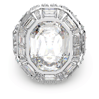 swarovski mesmera cocktail ring  octagon cut  white  rhodium plated