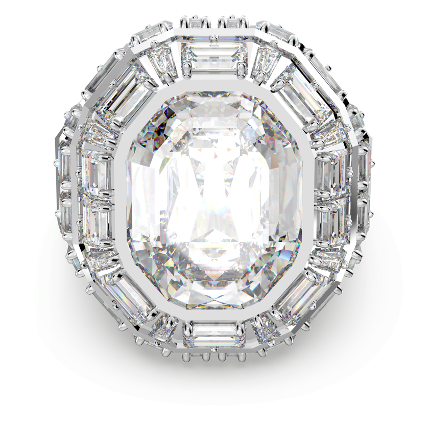 swarovski mesmera cocktail ring  octagon cut  white  rhodium plated