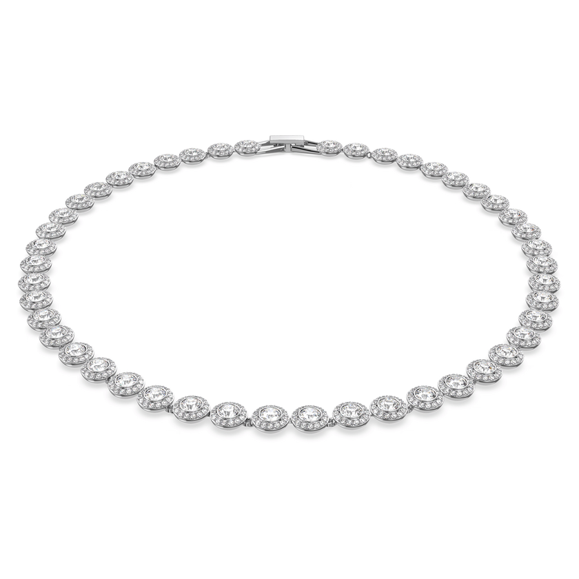 swarovski una angelic tennis necklace  round cut  medium  white  rhodium plated