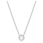 Angelic pendant, Round cut, White, Rhodium plated