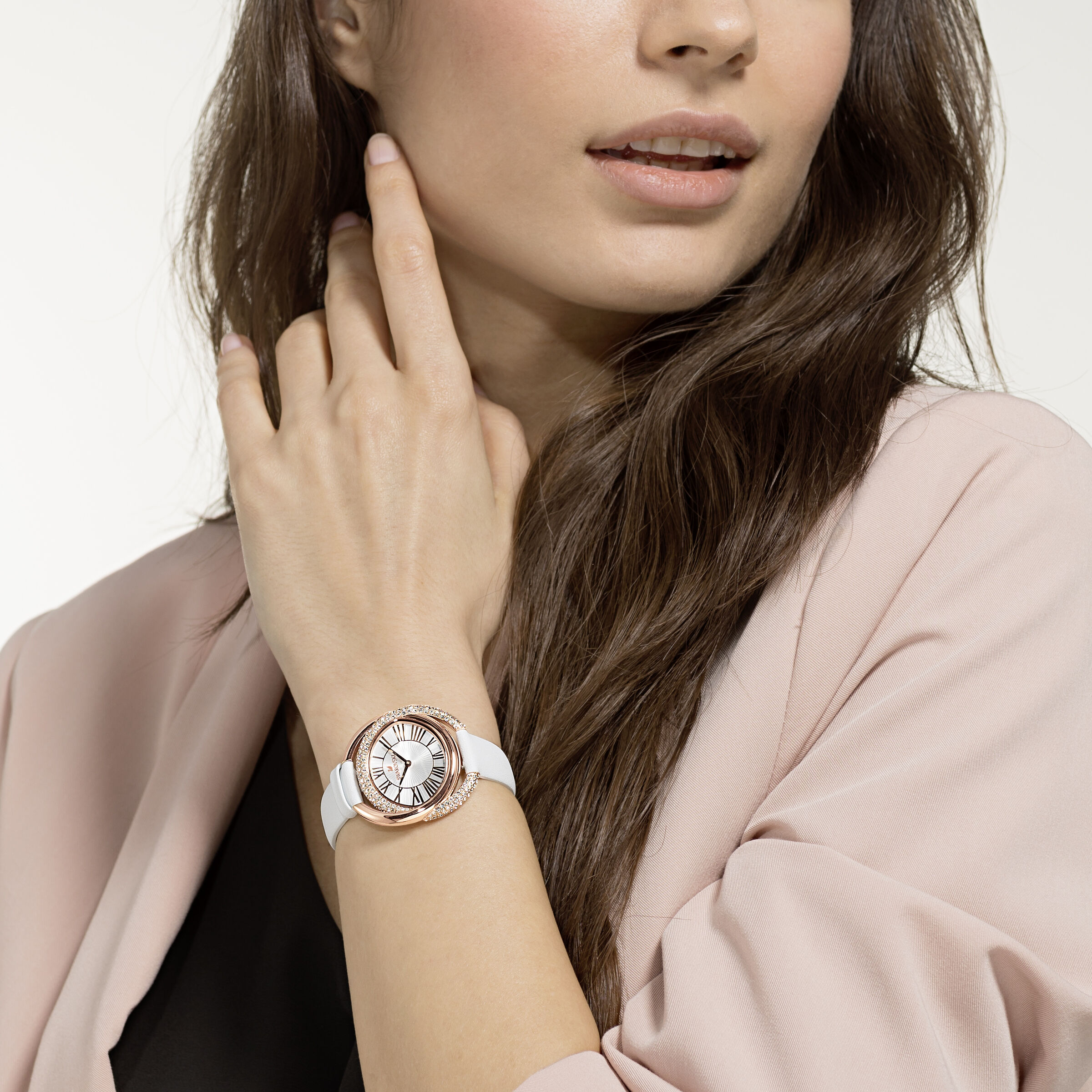 Swarovski white leather watch clearance