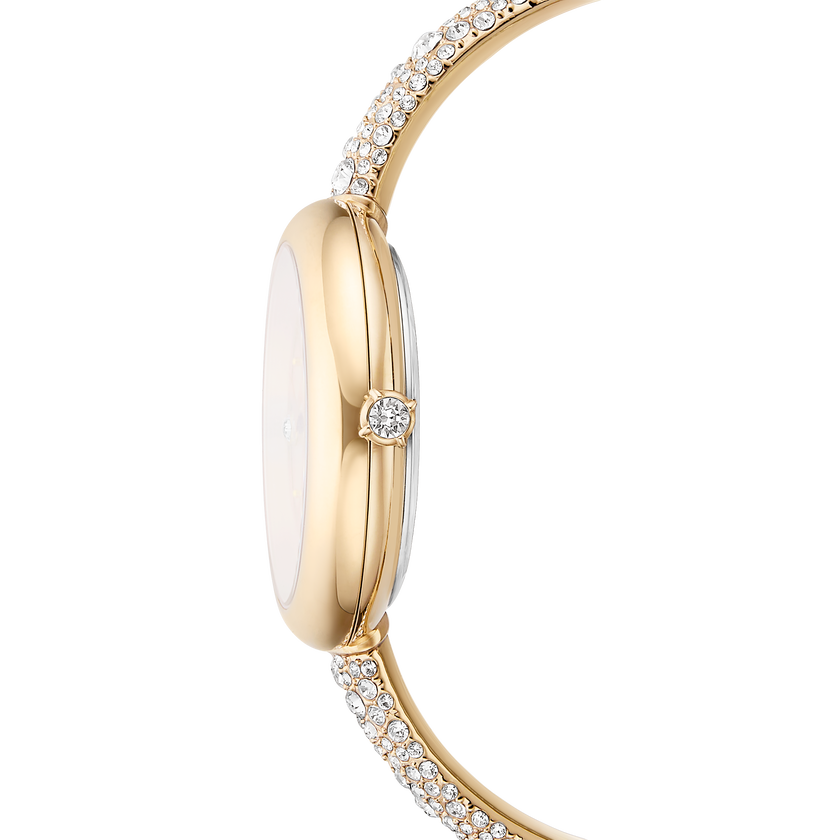 swarovski sublima bangle watch  swiss made  metal bracelet  gold tone  champagne gold tone finish