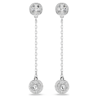 swarovski una angelic drop earrings  round cut  white  rhodium plated