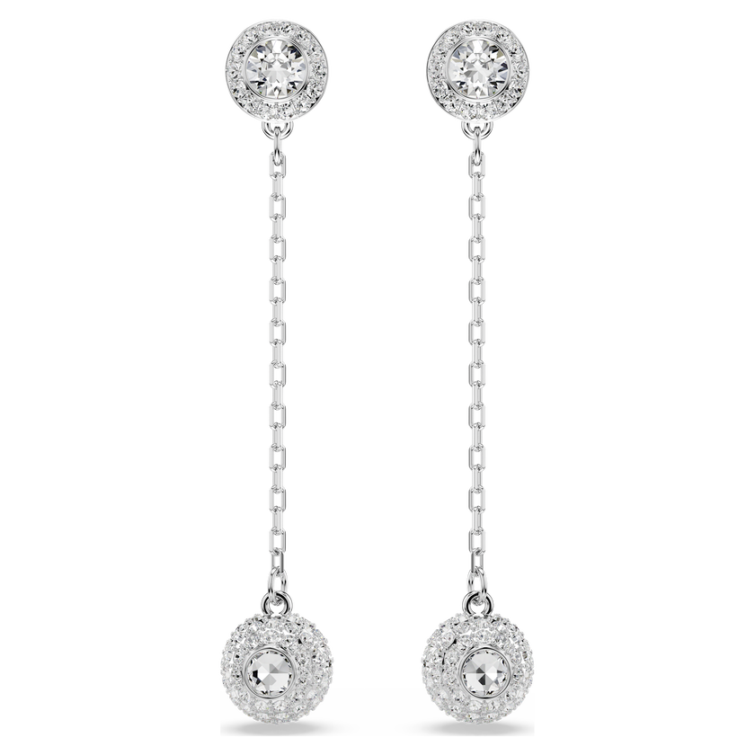 swarovski una angelic drop earrings  round cut  white  rhodium plated