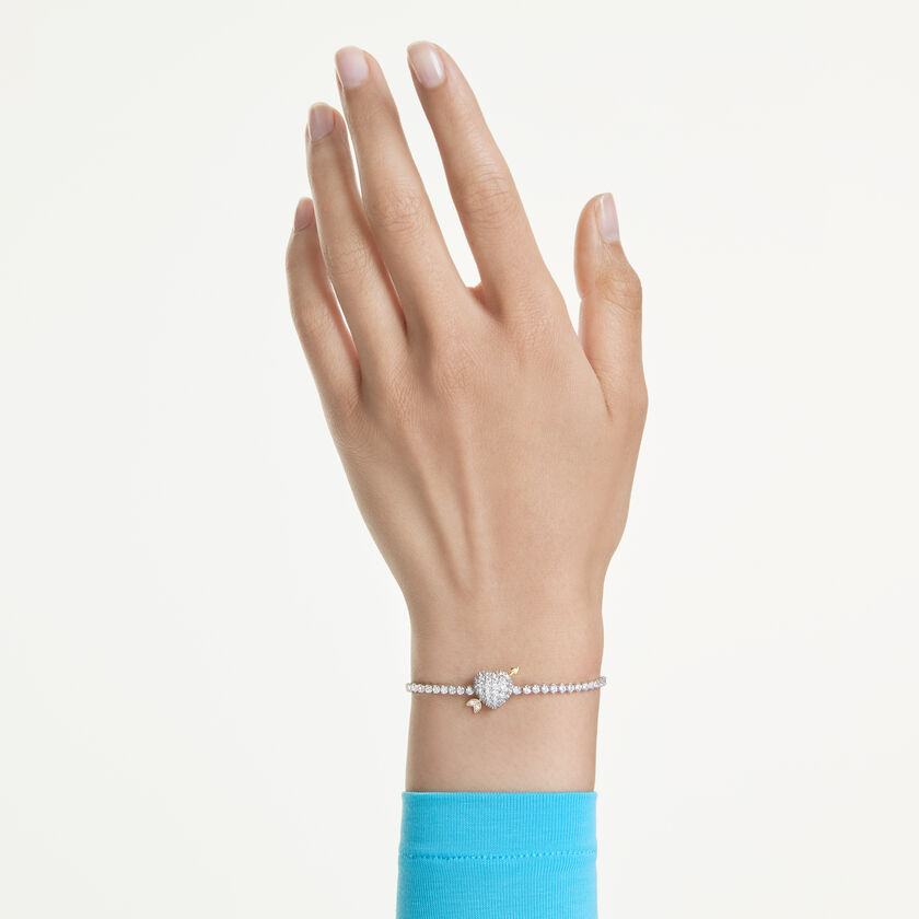 swarovski idyllia bracelet  mixed cuts  heart with arrow  white  rhodium plated